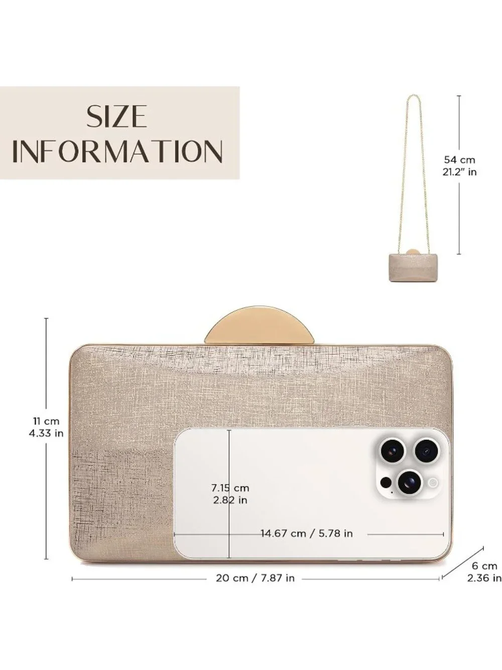 👜 Women's Tan Champagne Clutch Formal Elegance Evening Glitter Handbags